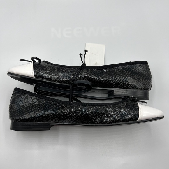 H&M Sz 39/US 8 White Black Faux Snakeskin Ballet Flats NWT - Picture 8 of 11
